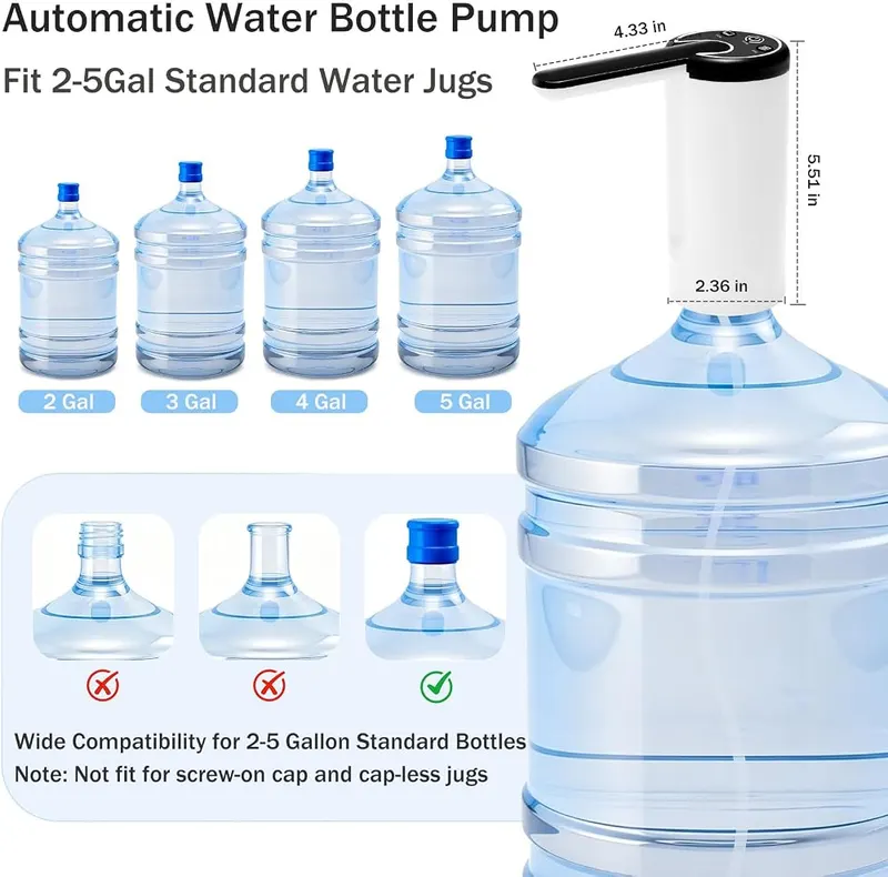 Mersper Portable Electric Water Dispenser – USB-C rechargeable battery