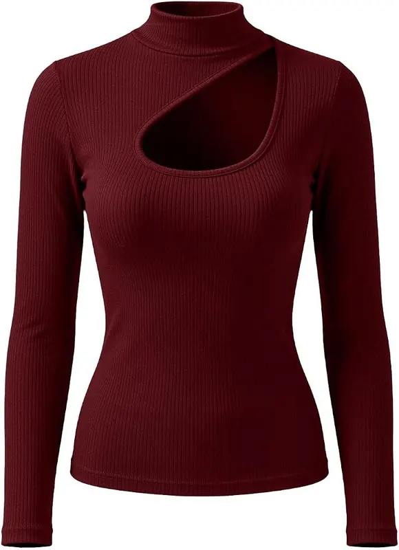 MESSIYO Sexy Top Wine Medium – Stylish long sleeve design