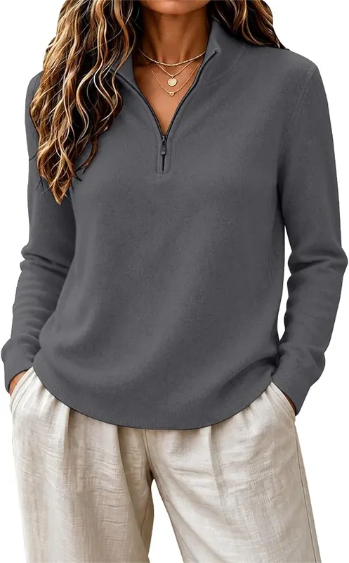 MESSIYO Womens Quarter Zip Fall Lightweight Sweaters – product photo 7 of 7