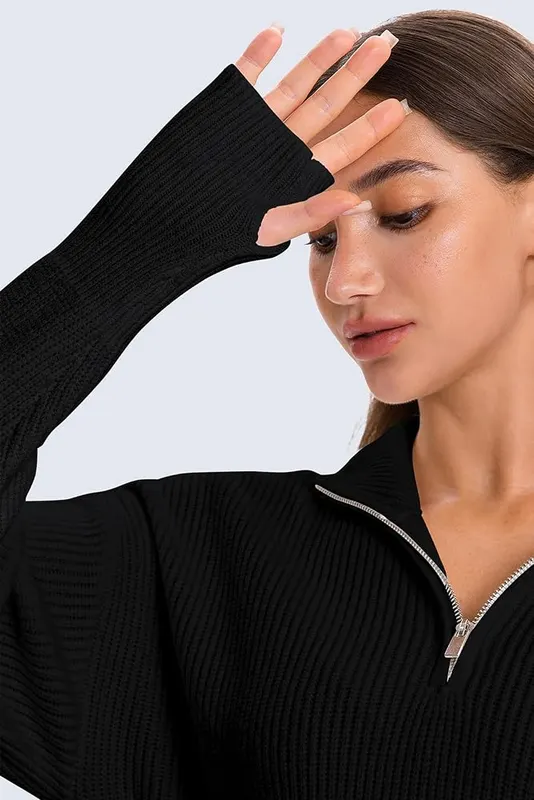MFAVIP Quarter Zip Pullover Sweaters – Cozy quarter zip neckline design