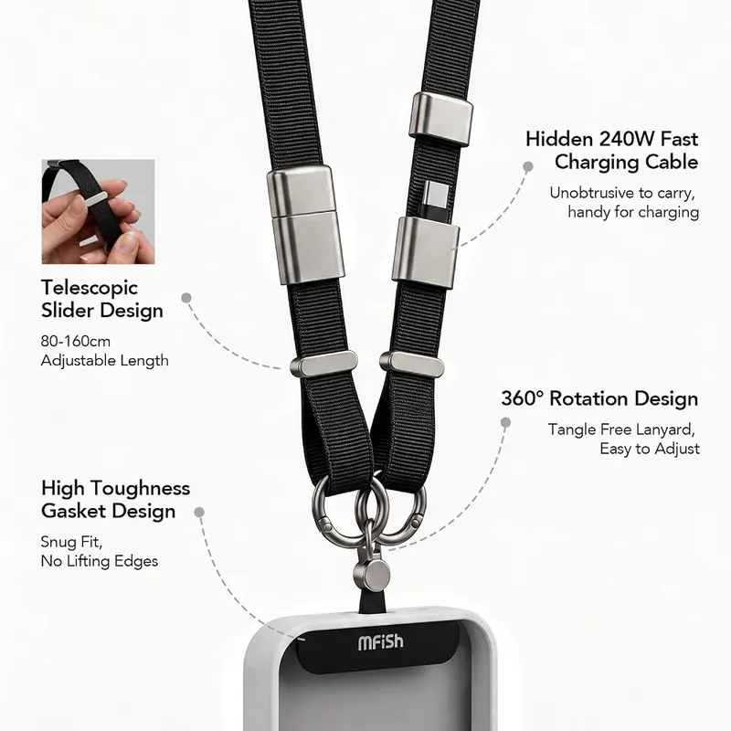 MFish Phone Lanyard – Flat braided nylon strap