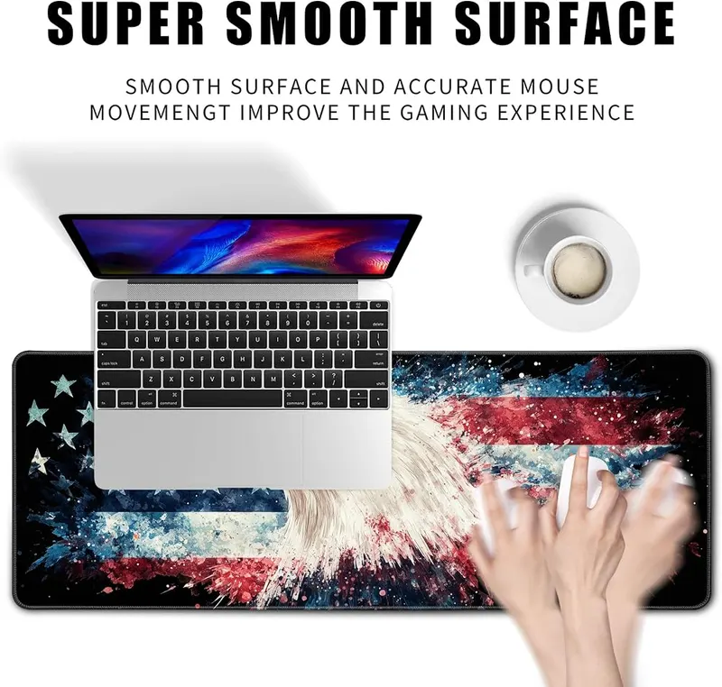 MiaVibte American Flag Eagle Mouse Pad Gaming – Extended Size