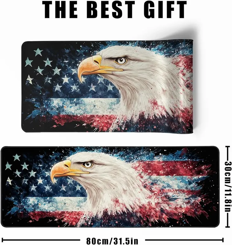 MiaVibte American Flag Eagle Mouse Pad Gaming – Non-Slip Rubber Base