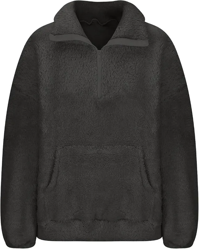 midelxp Womens Half Zip Sherpa Fleece Pullover D006-dark Gray – Fluffy Sherpa Fabric