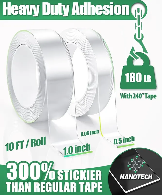 Midsea Double Sided Tape Heavy Duty – Two rolls, 20 feet total