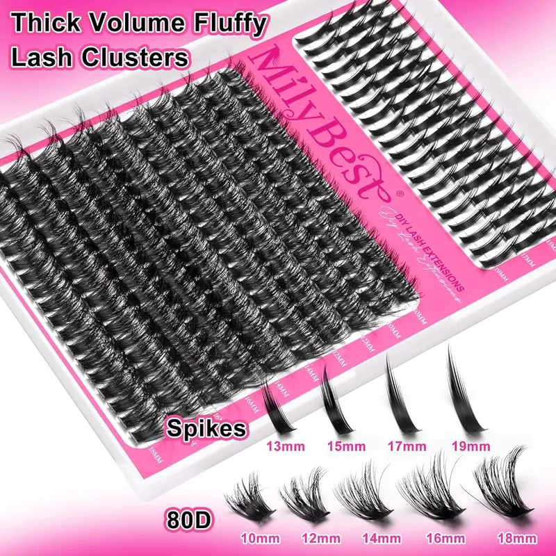 MilyBest Lash Clusters Kit 80D – 13mm to 19mm lengths