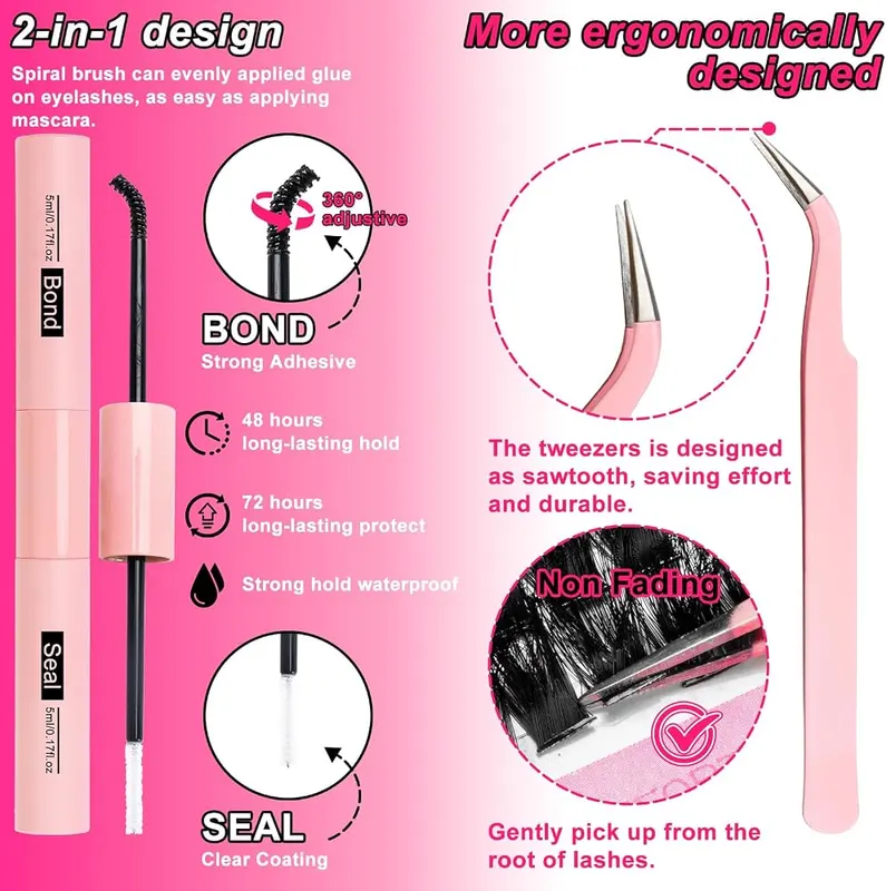 MilyBest Lash Clusters Kit 80D – Bond, seal and tweezer included