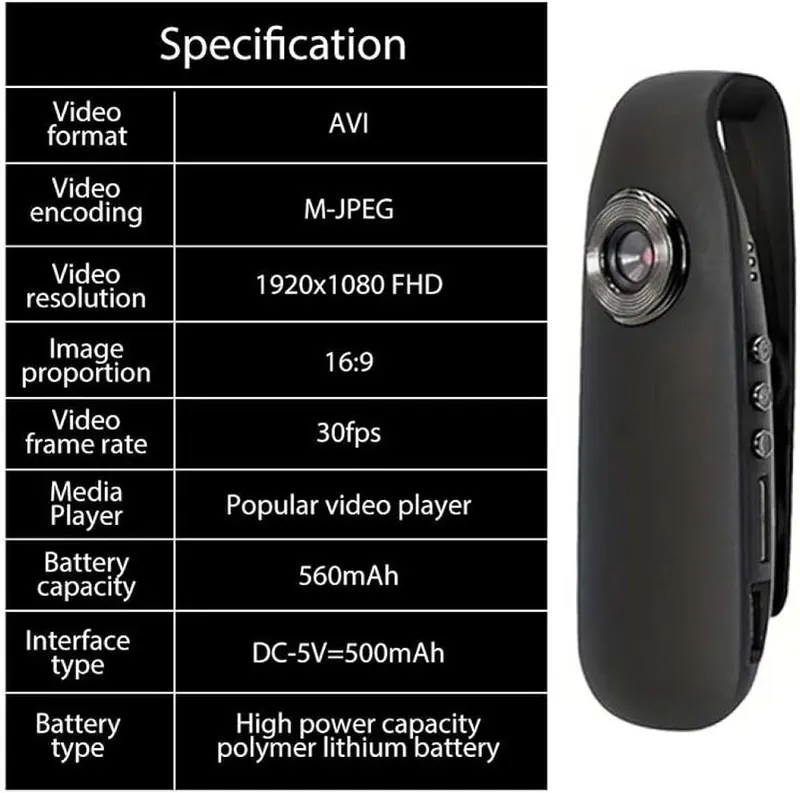 Aufmer Mini Body Camera – product photo 4 of 4