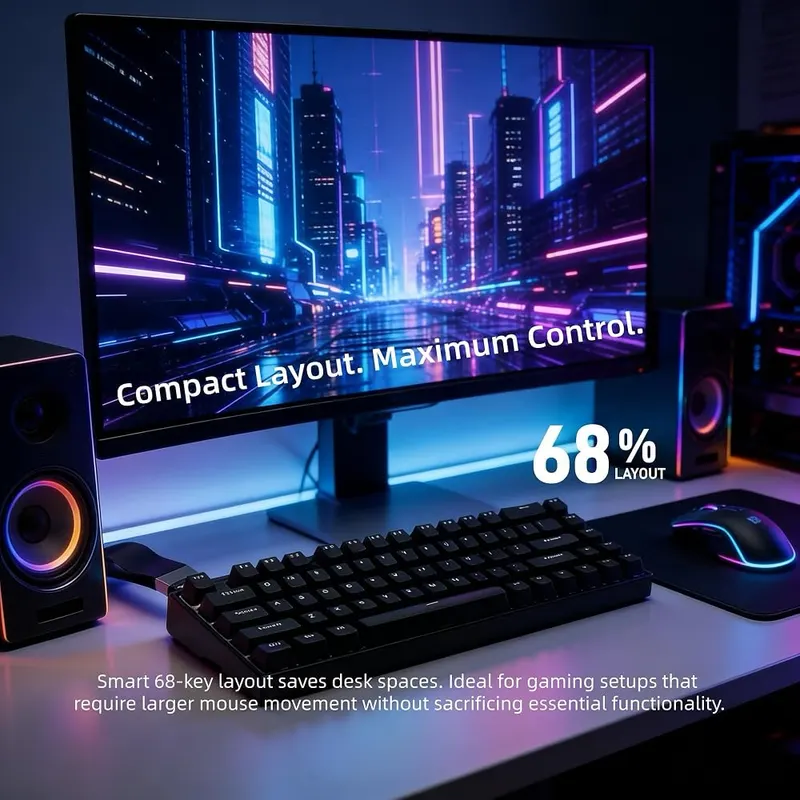 MiniLuxis 68% Hall Effect Gaming Keyboard – High performance 8K polling rate