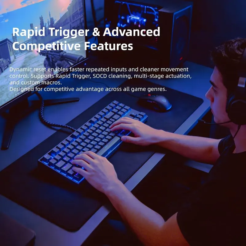 MiniLuxis 68% Hall Effect Gaming Keyboard – Vibrant RGB wired design