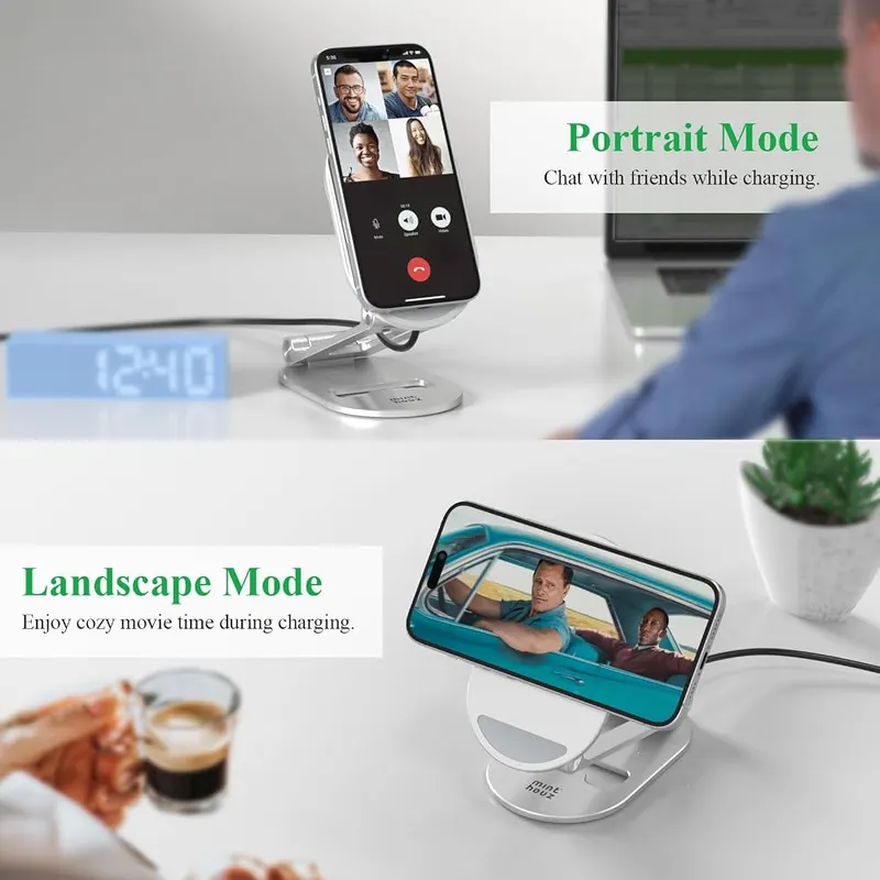 Minthouz Magnetic Wireless Charger Silver – Clean silver finish