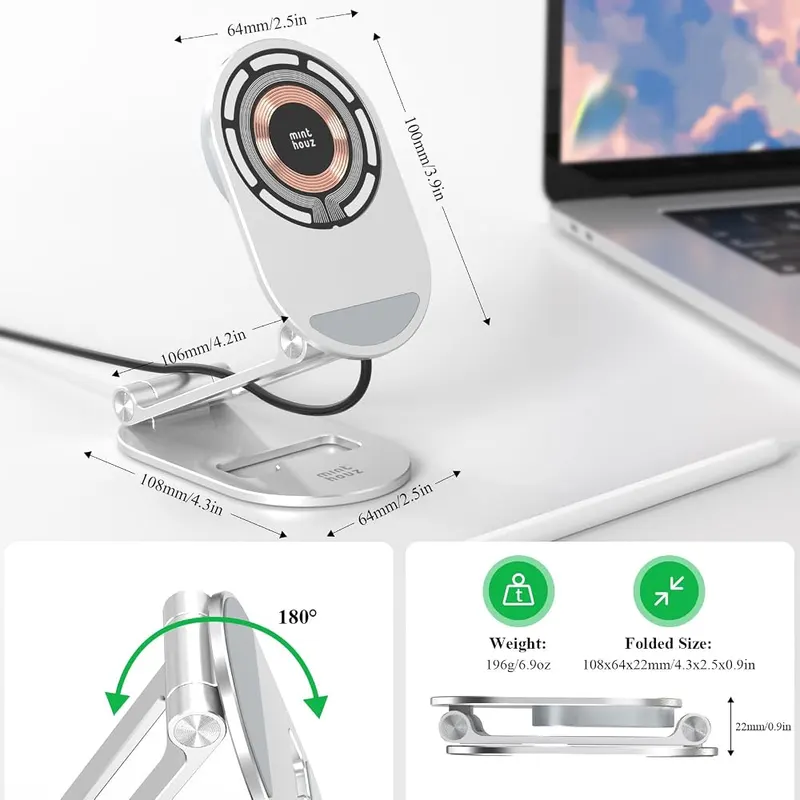 Minthouz Magnetic Wireless Charger Silver – product photo 7 of 8