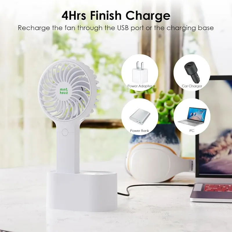 Minthouz Portable Mini Desk Fan – Rechargeable battery powered