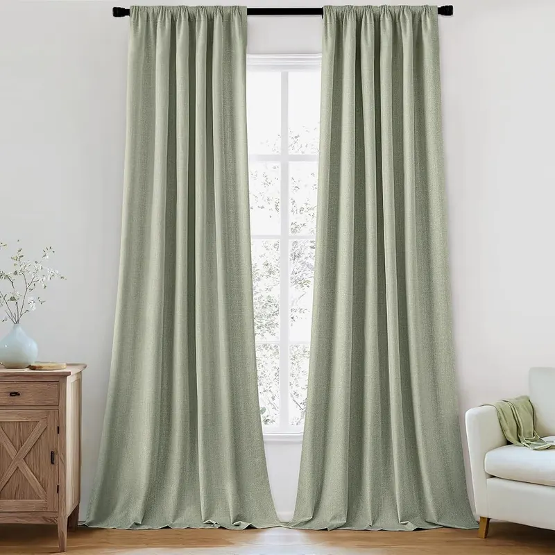 MIULEE 100% Blackout Back Tab Pleat Linen