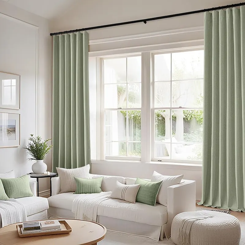 MIULEE 100% Blackout Back Tab Pleat Linen – 100% blackout four-layer coating