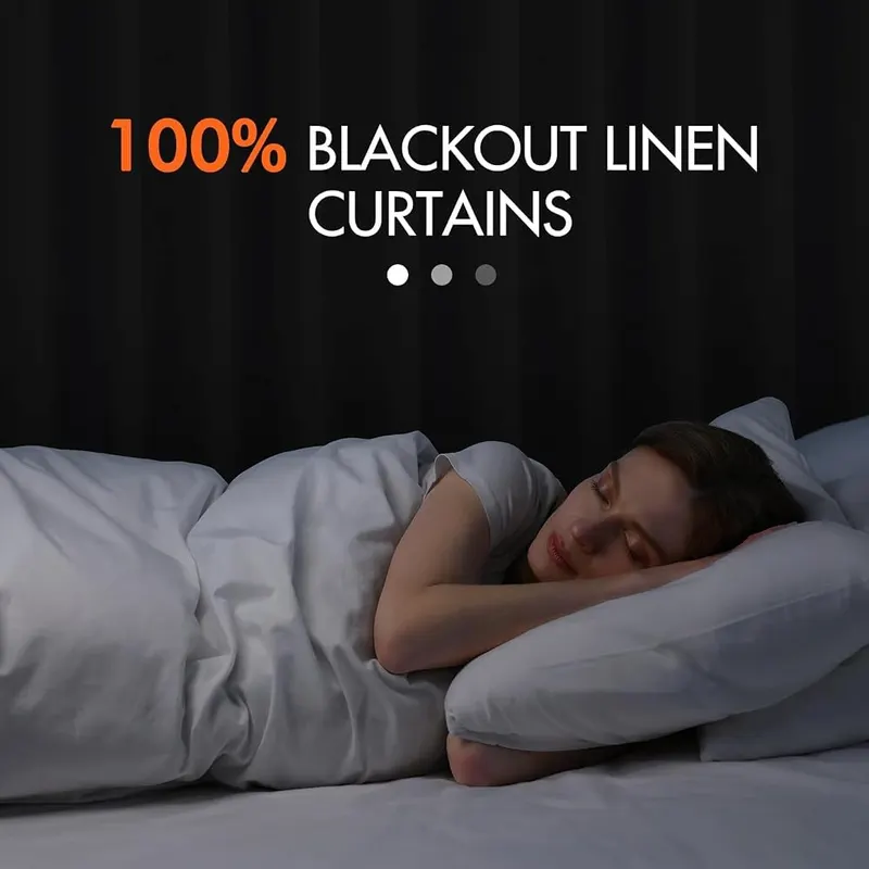 MIULEE 100% Blackout Back Tab Pleat Linen – 350 GSM thick faux linen fabric