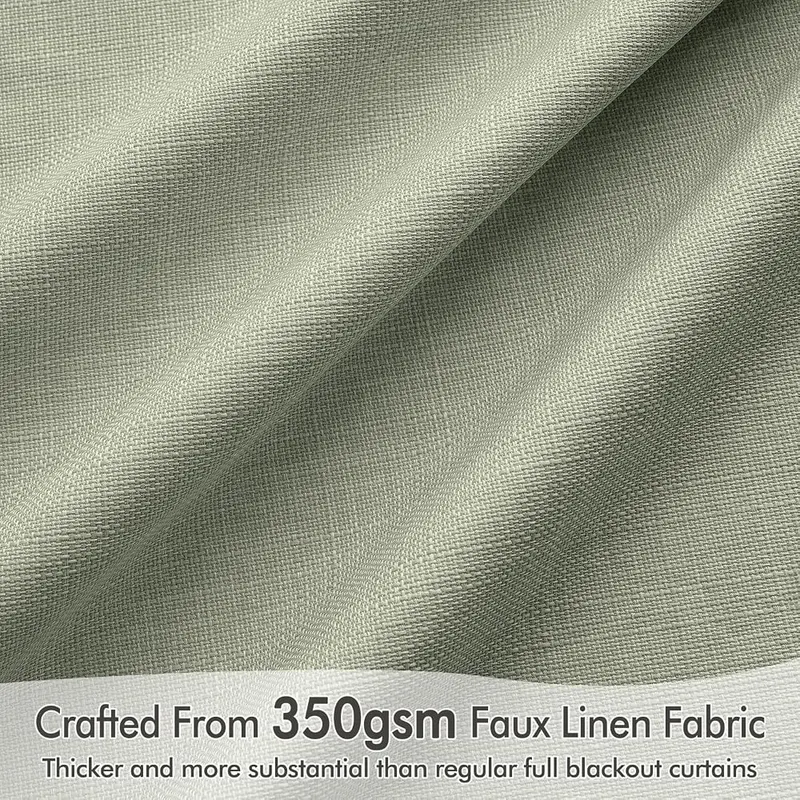 MIULEE 100% Blackout Back Tab Pleat Linen – Two panels, each 50 x 96 inches