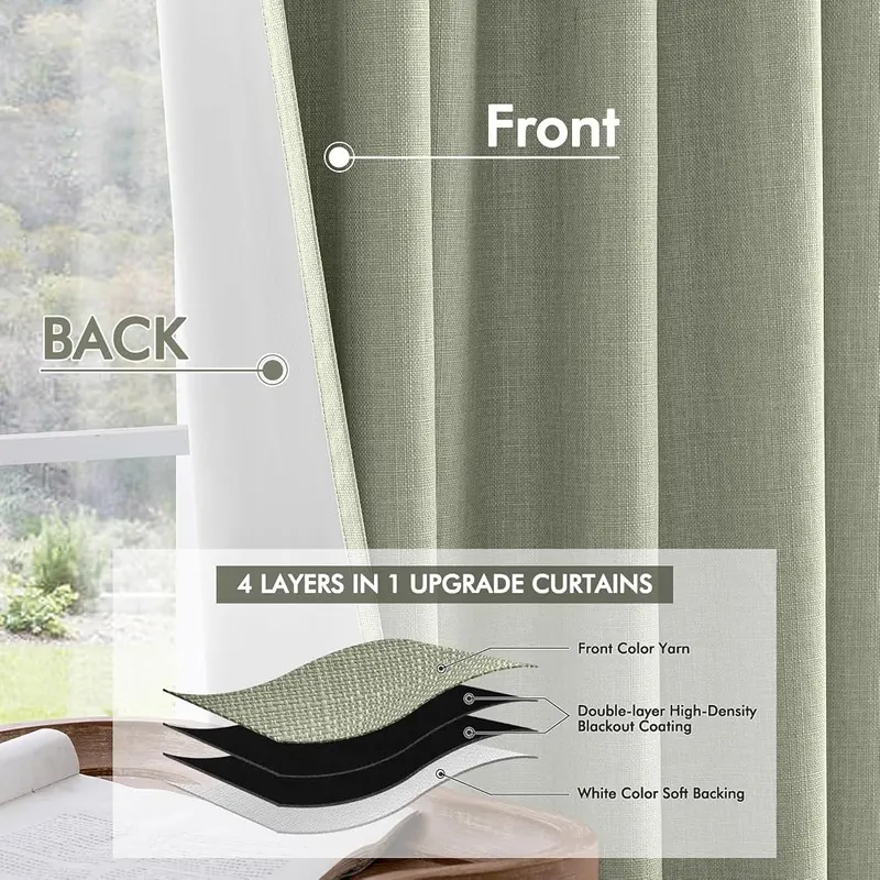 MIULEE 100% Blackout Back Tab Pleat Linen – Four ways to hang them