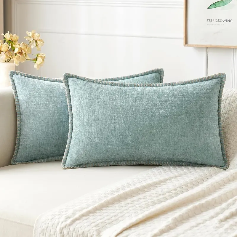 MIULEE Decorative Lumbar Throw Pillow Covers 12×20 in Aqua Haze
