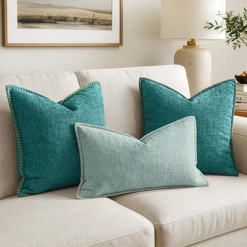 MIULEE Decorative Lumbar Throw Pillow Covers 12×20 – Smooth & Invisible Zipper