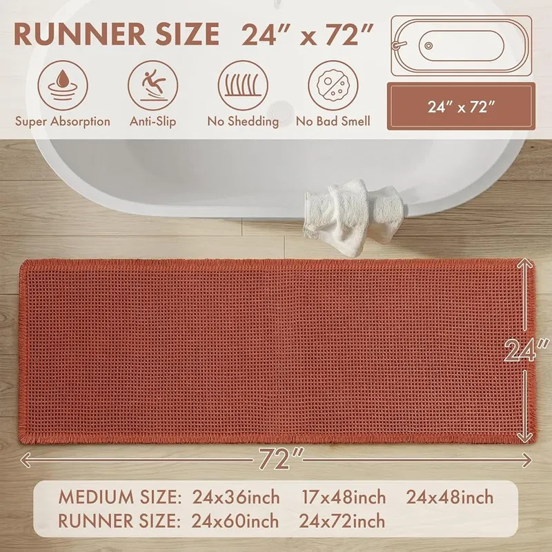 MIULEE Fall Orange Waffle Bathroom Runner Rugs – Upgraded Waffle Desgin
