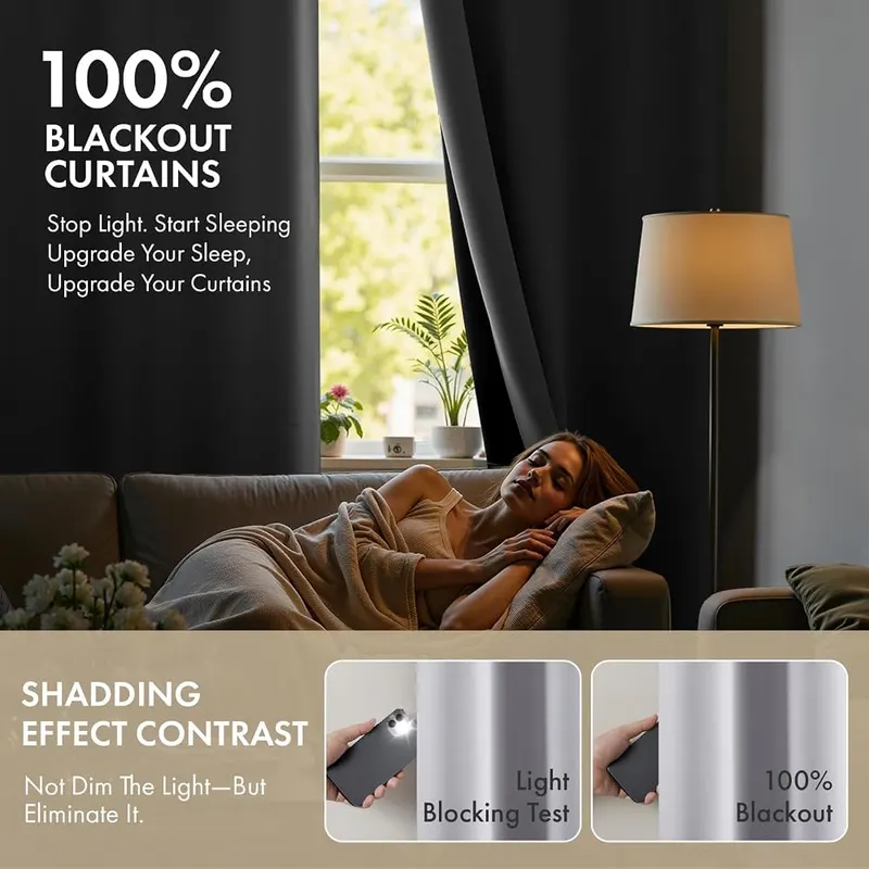 MIULEE Greyish White 100% Blackout Curtains – Pair Sold