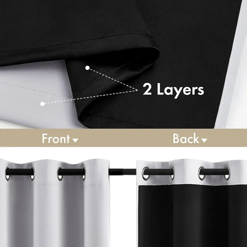 MIULEE Greyish White 100% Blackout Curtains – 100%Blackout