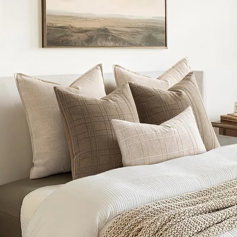 MIULEE Linen Plaid Pillow Covers Decorative Lumbar – Color & Style Harmony