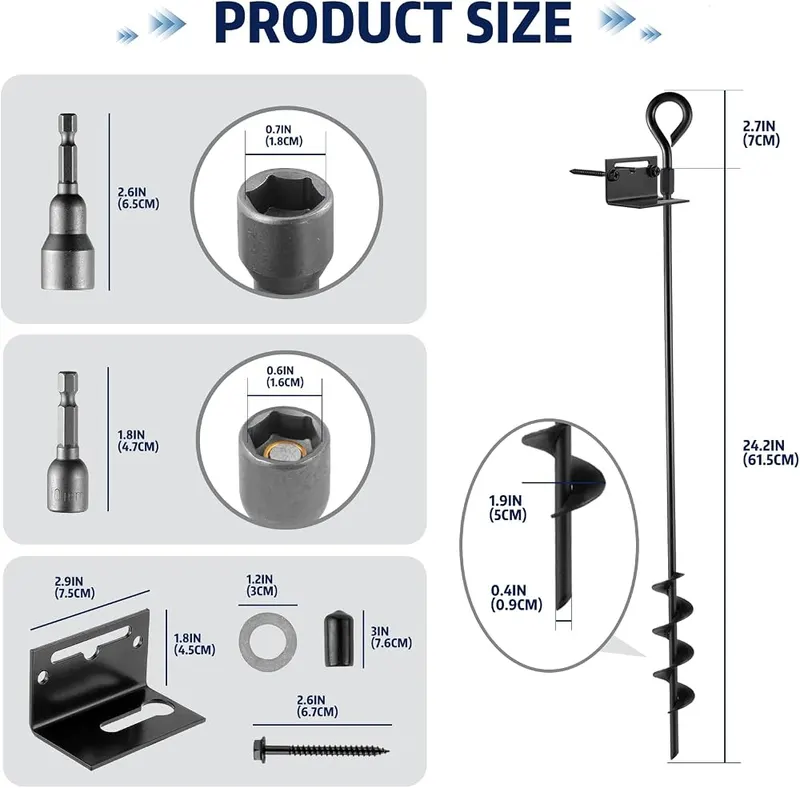 MIXXIDEA 24 in Mobile Home Anchors – Powder coated alloy steel construction