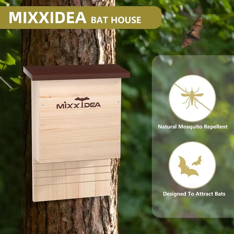 MIXXIDEA Bat House Bat Box Double Chamber – Handcrafted cedar wood build