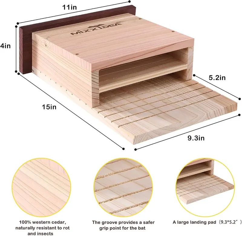 MIXXIDEA Bat House Bat Box Double Chamber – FSC-certified wood listed