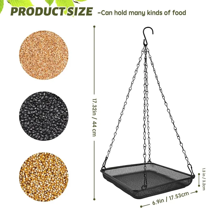 MIXXIDEA Hanging Bird Feeder Tray Metal Mesh – Hanging metal mesh feeder tray