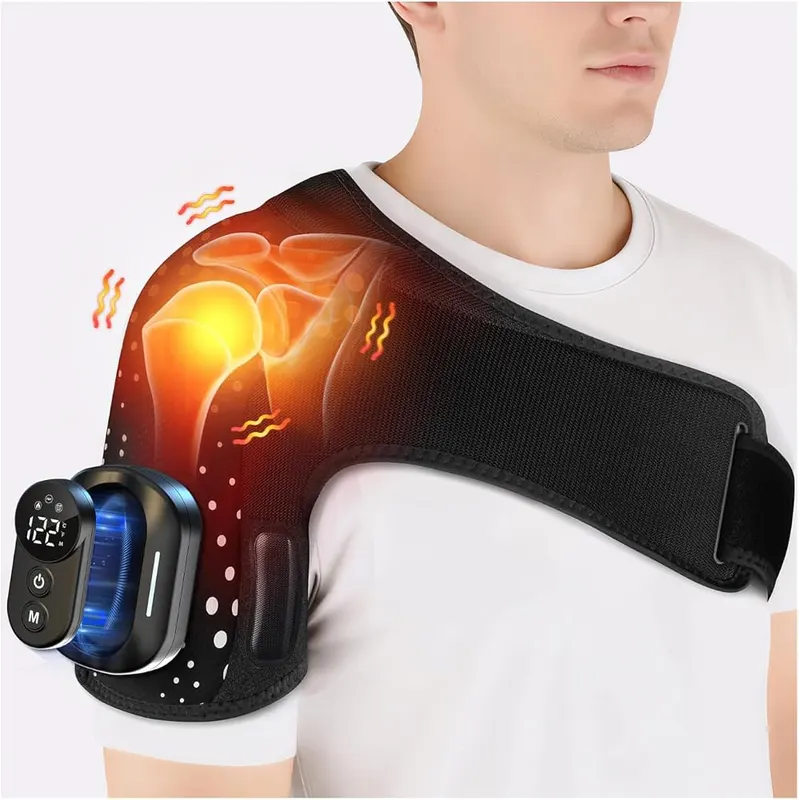 MoAcey Cordless Shoulder Heating Pad Detachable Remote in Pure Black