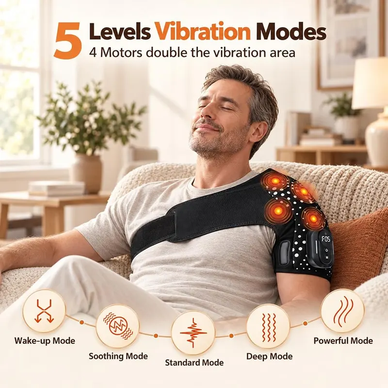 MoAcey Cordless Shoulder Heating Pad Detachable Remote – Five adjustable heating levels