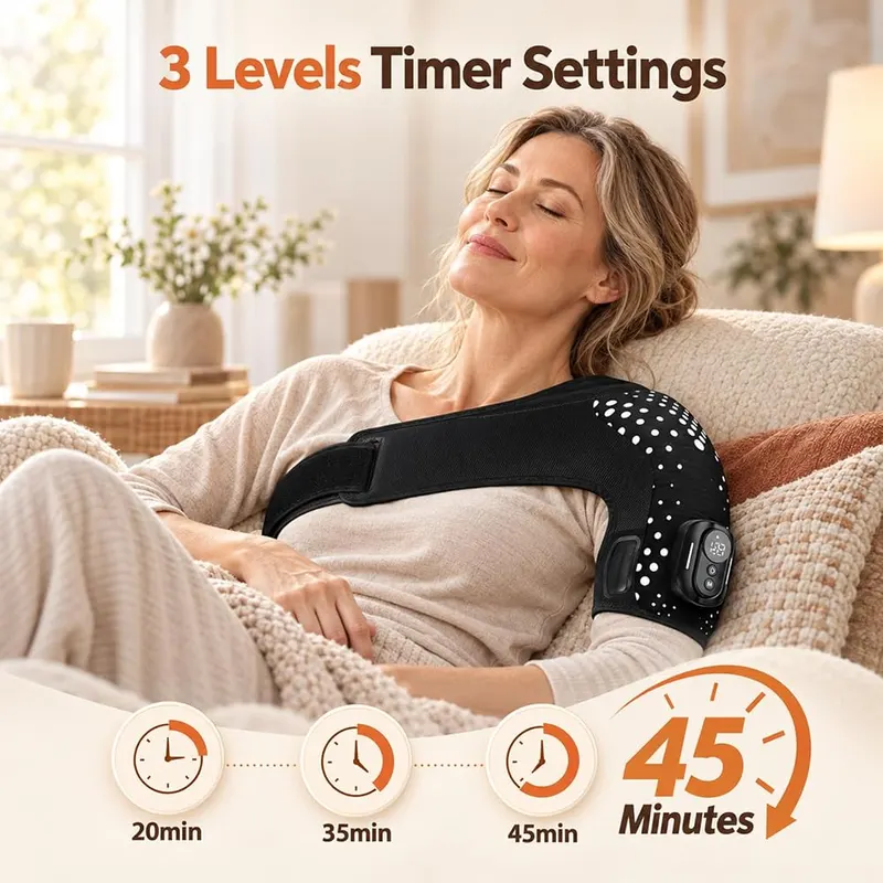 MoAcey Cordless Shoulder Heating Pad Detachable Remote – Five distinct vibration modes
