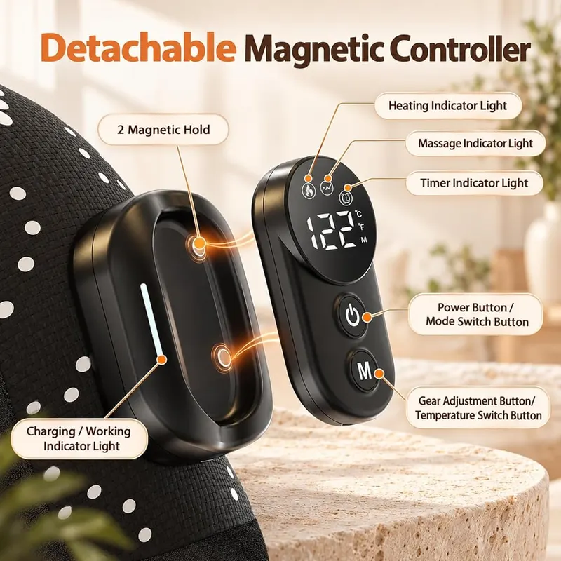 MoAcey Cordless Shoulder Heating Pad Detachable Remote – Built-in rechargeable battery
