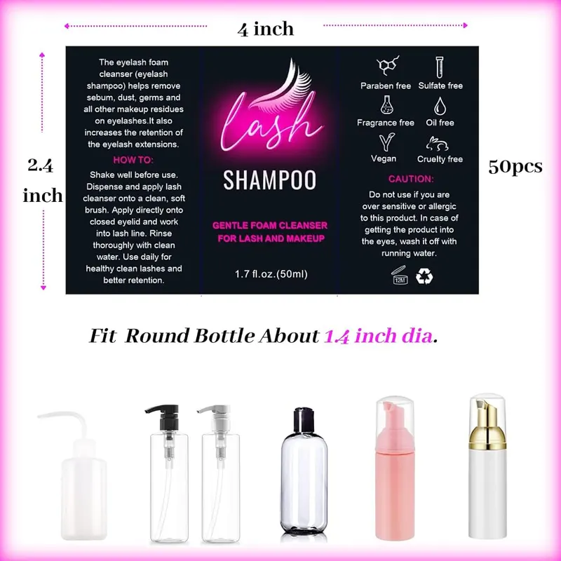 Mocomfor Lash Shampoo Label Stickers – Fit Aftercare Kit