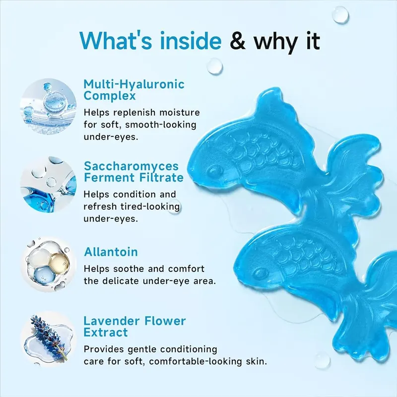 MOND’SUB Guppy-Shaped Hydrogel Eye Patches – Refreshing cooling jelly texture
