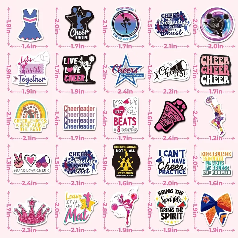 MonEnfance 200PCS Cheer Stickers – Leaves behind zero residue