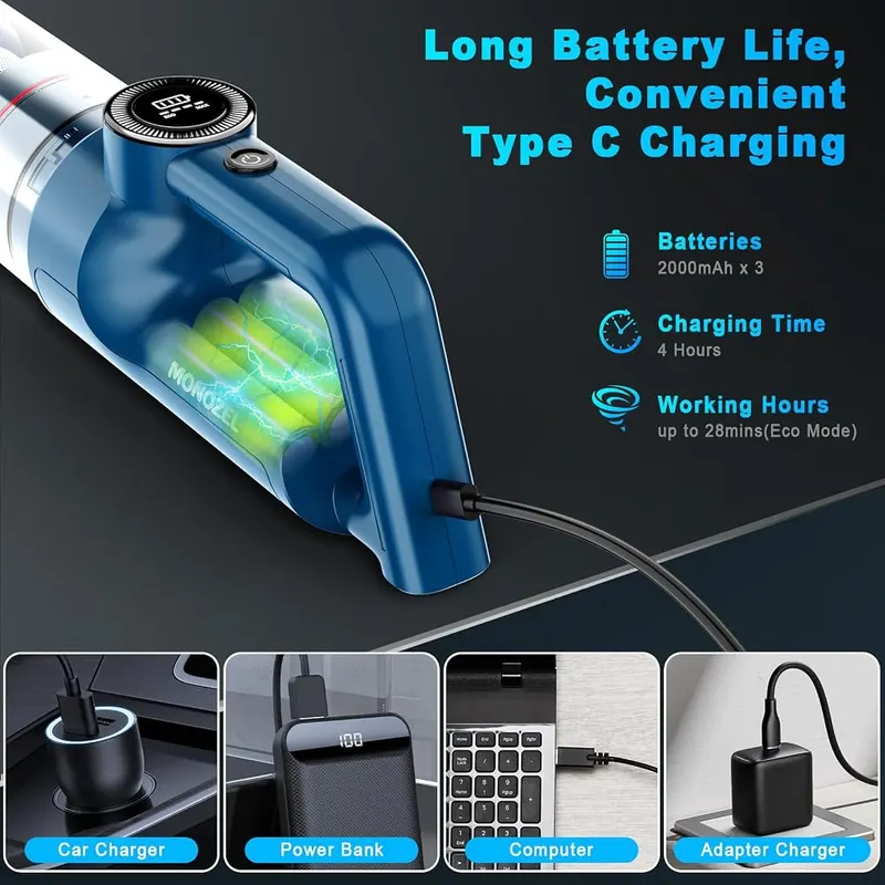 MONOZEL Handheld Vacuum Cordless – Brushless motor design