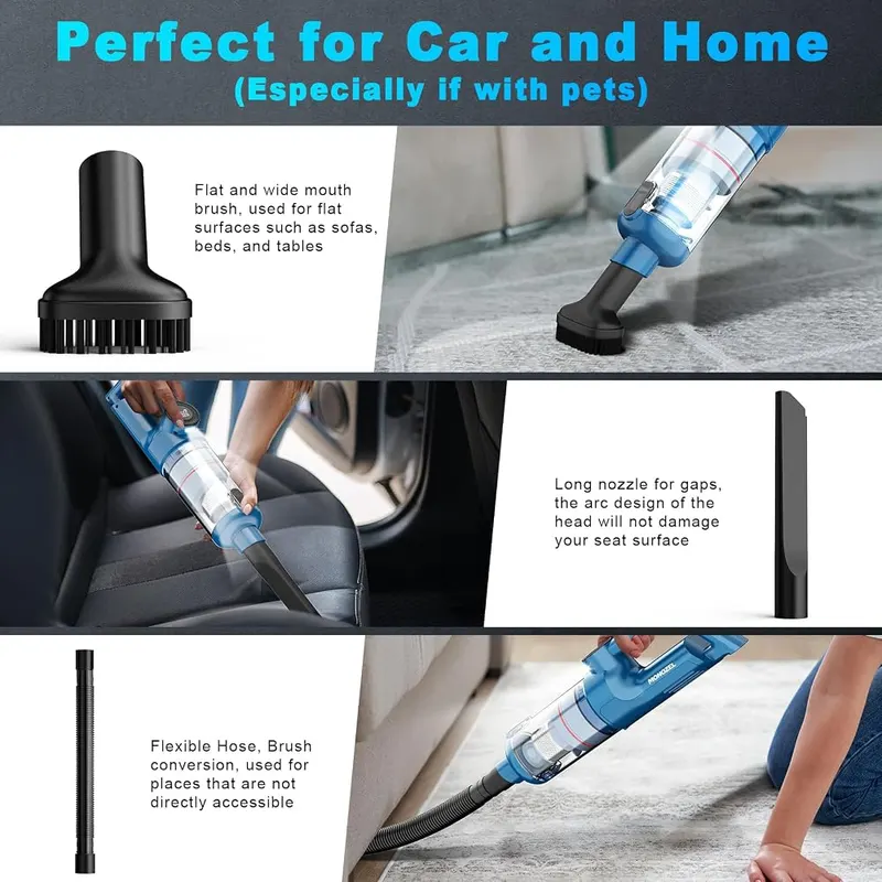 MONOZEL Handheld Vacuum Cordless – Built-in LED light
