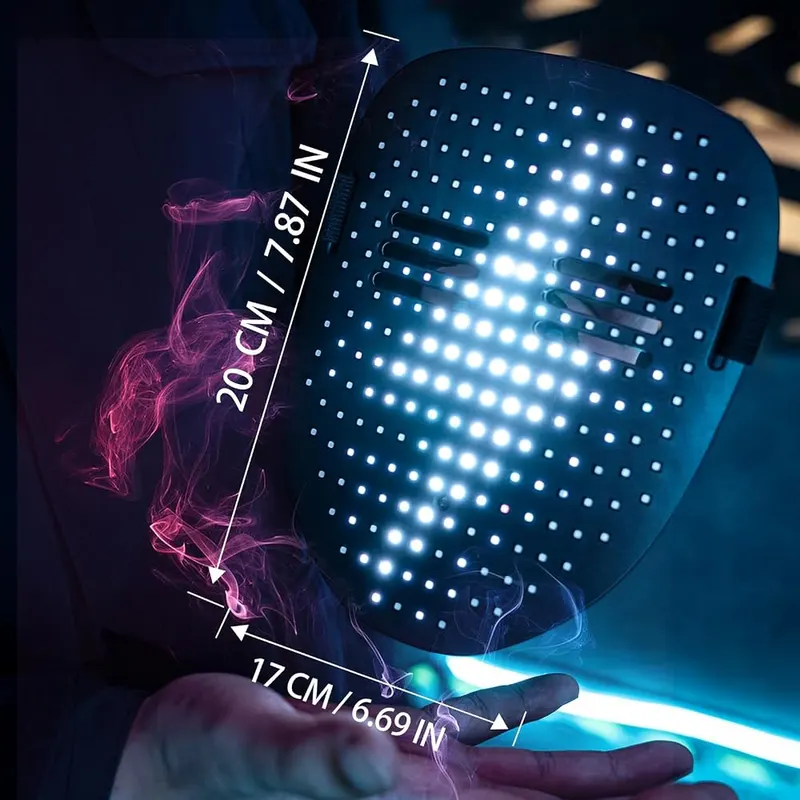 MOYACA Led Mask Light up Mask Gesture – Rechargeable USB Type-C battery