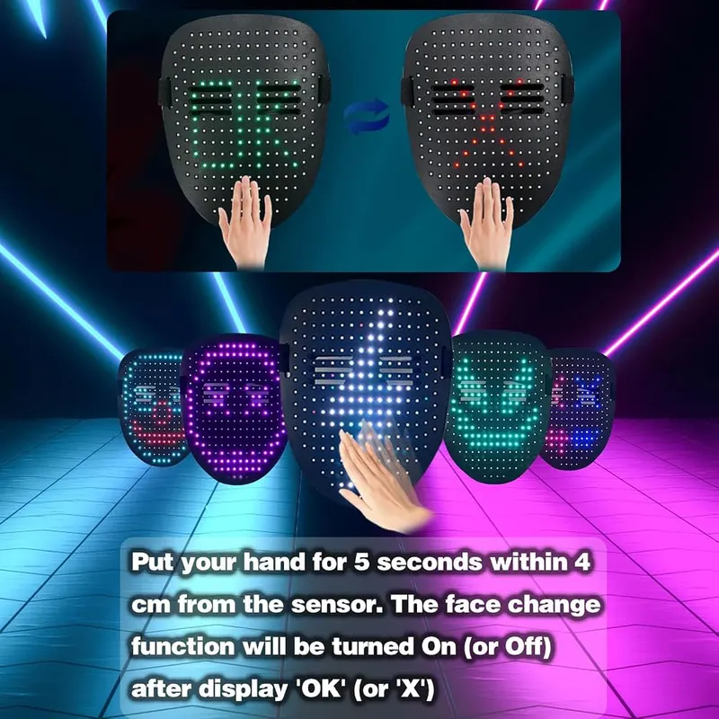 MOYACA Led Mask Light up Mask Gesture – 234 RGB LED beads