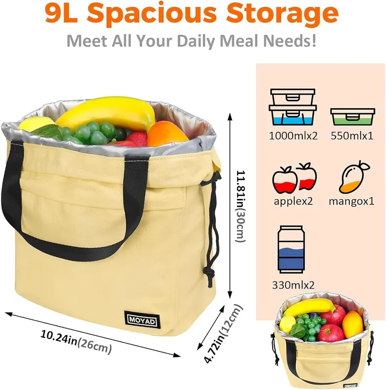 Moyad Insulated Lunch Tote – Generous Storage Capacity