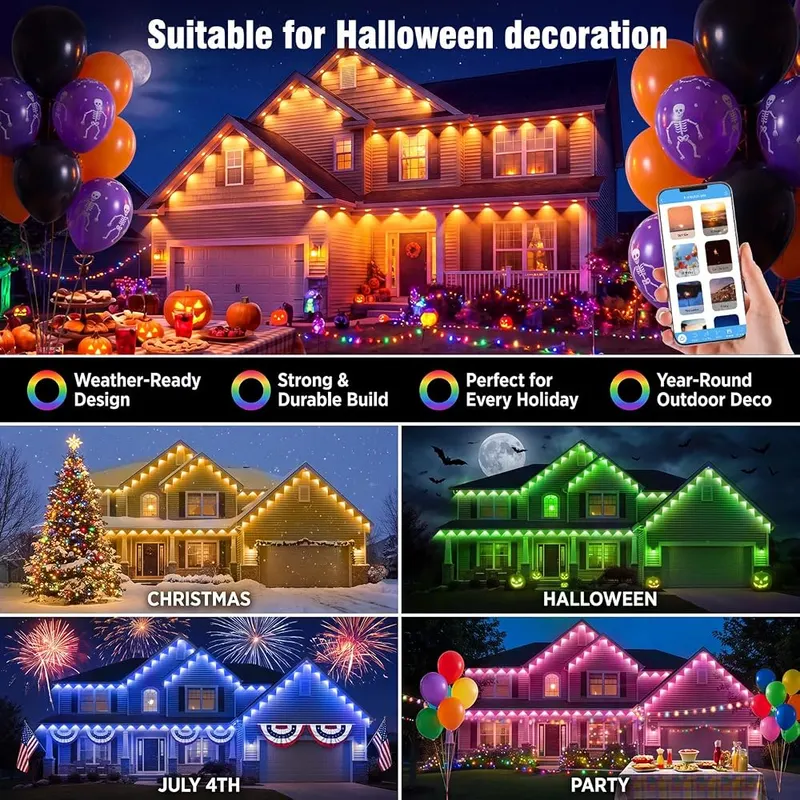 MUCCCUTE Permanent Outdoor Lights – One hundred fifty foot outdoor string