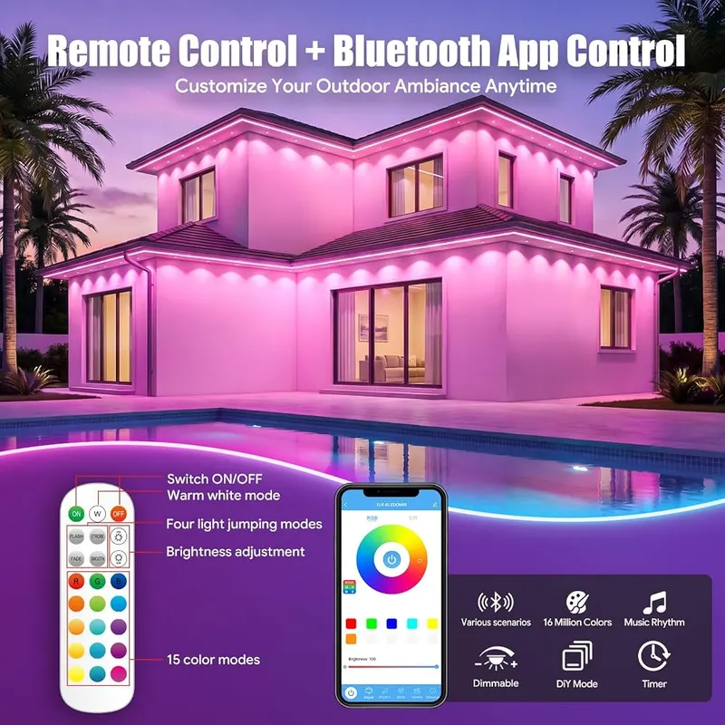 MUCCCUTE Permanent Outdoor Lights – Remote and app control