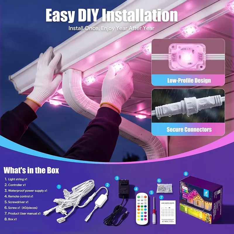 MUCCCUTE Permanent Outdoor Lights – Music sync and timer in the app