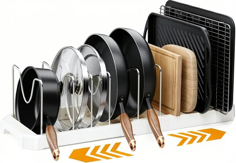 MUDEELA Pots and Pans Organizer under Cabinet White in White