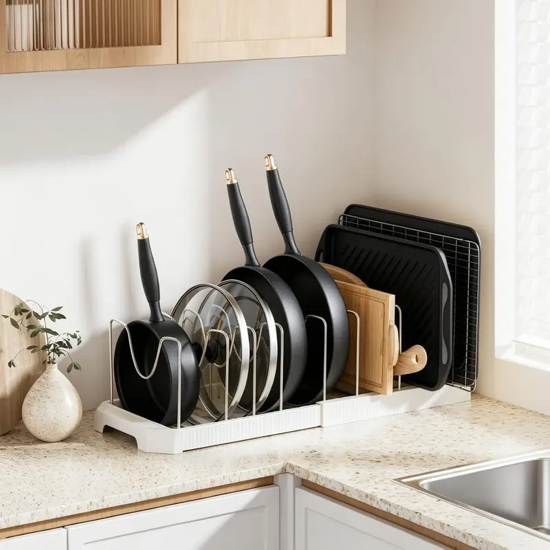 MUDEELA Pots and Pans Organizer under Cabinet White – product photo 8 of 9