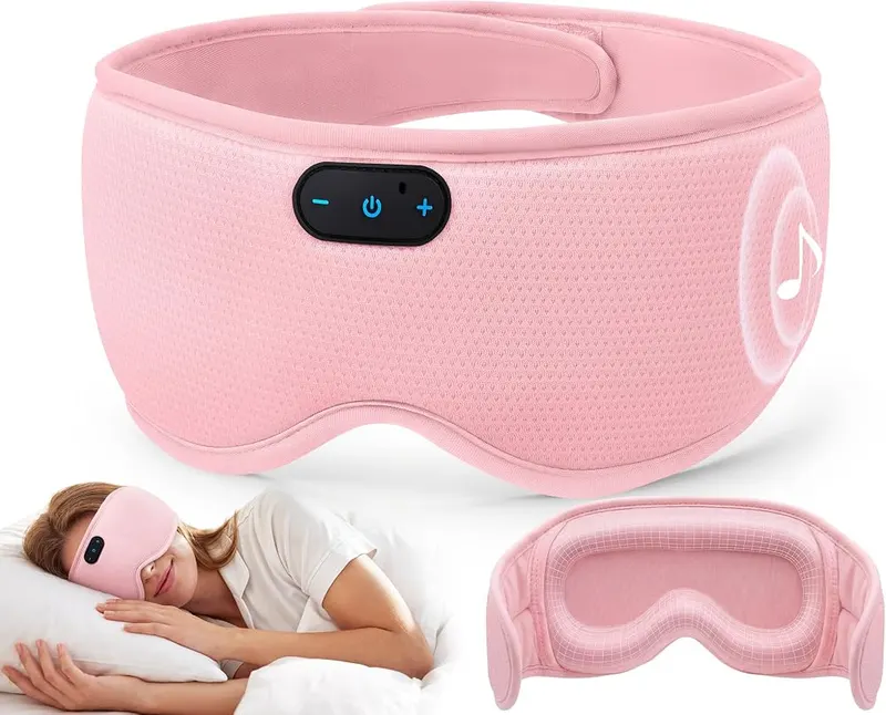MUSICOZY 3D Bluetooth Sleep Mask Headphones in Soft Pink